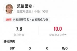 魔笛主场最后一舞数据:2关键传球&传球成功率92.2%,评分7.6